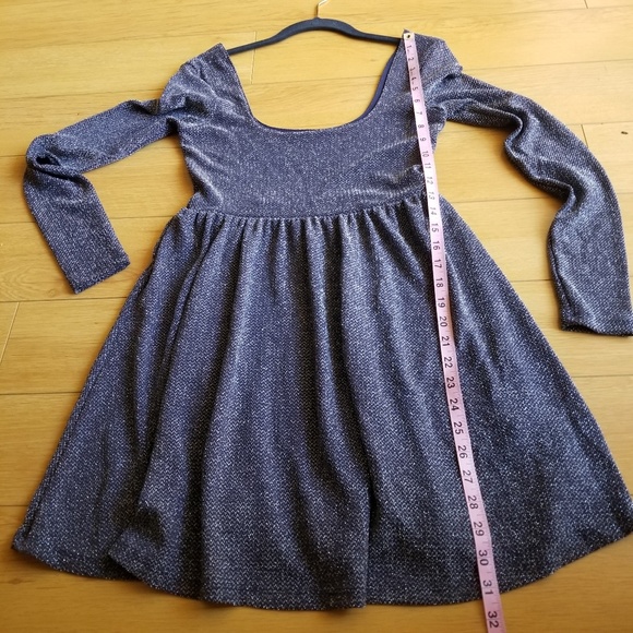 Free People Navy Knit Silver Metallic Mini Dress - Picture 6 of 8